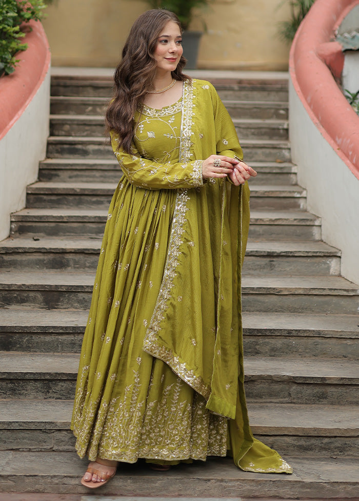 3 Pc Green Readymade Silk Suit Set