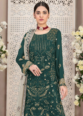 3 Pc Green Semi Stitched Georgette Suit Set