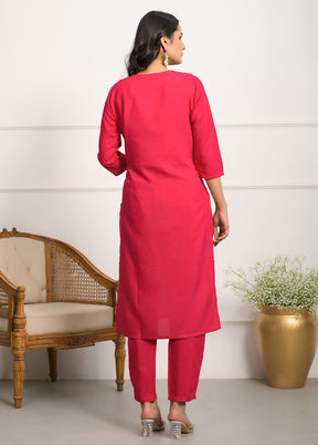 3 Pc Pink Readymade Viscose Suit Set