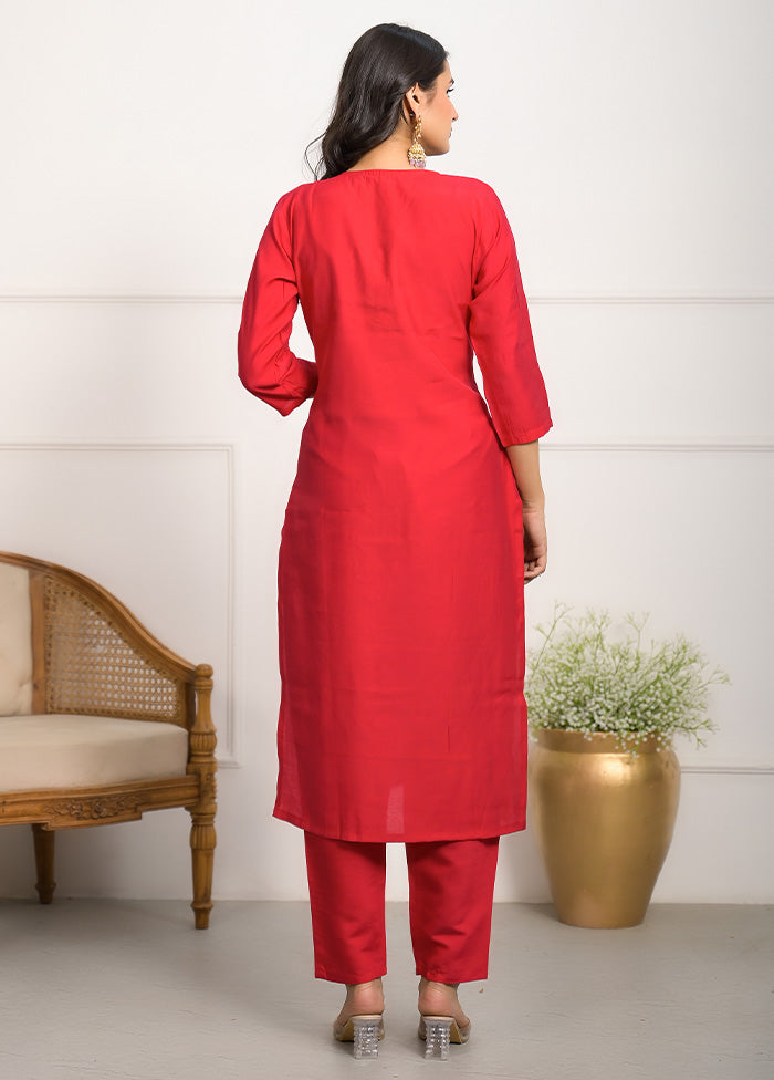 3 Pc Pink Readymade Viscose Suit Set