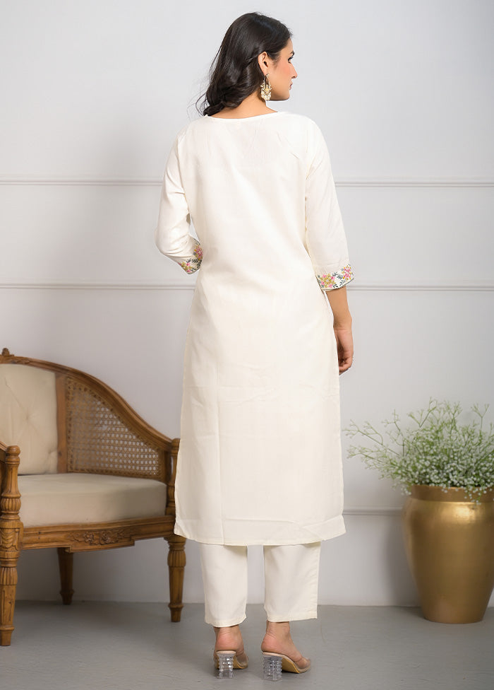 3 Pc Off White Readymade Viscose Suit Set