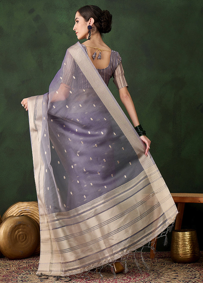 Lavender Organza Saree With Blouse Piece