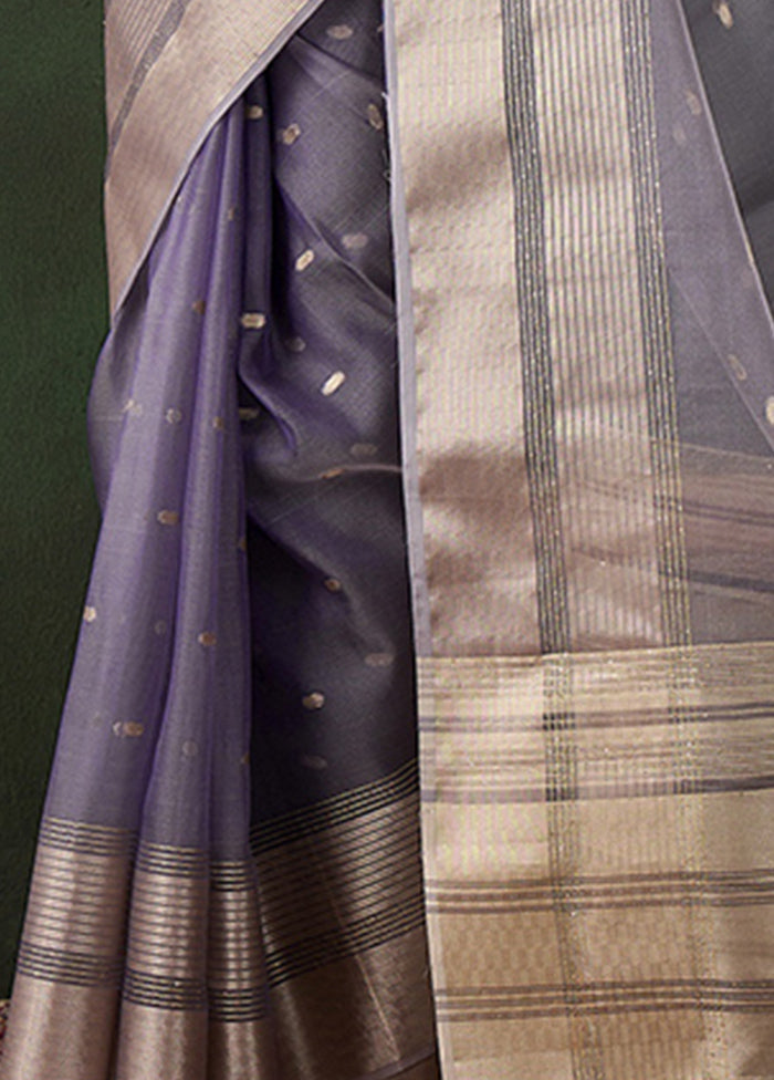 Lavender Organza Saree With Blouse Piece