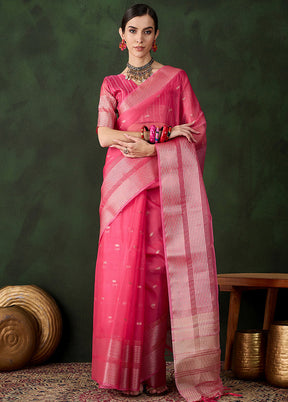 Pink Organza Saree With Blouse Piece