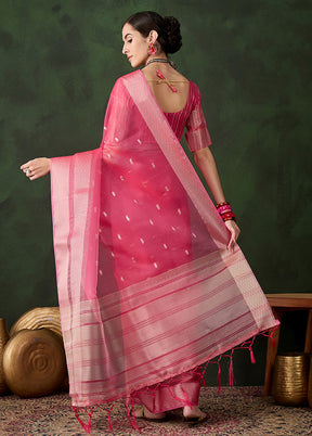 Pink Organza Saree With Blouse Piece