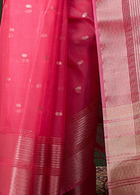 Pink Organza Saree With Blouse Piece