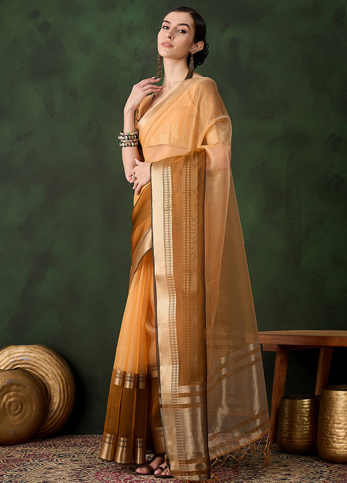 Yellow Organza Saree With Blouse Piece