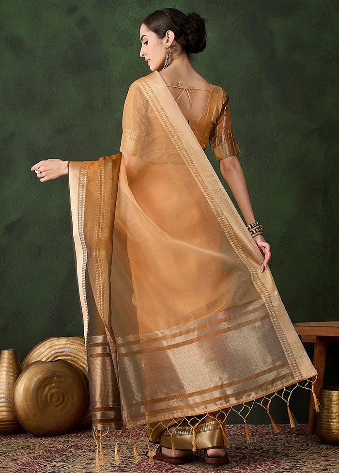 Yellow Organza Saree With Blouse Piece