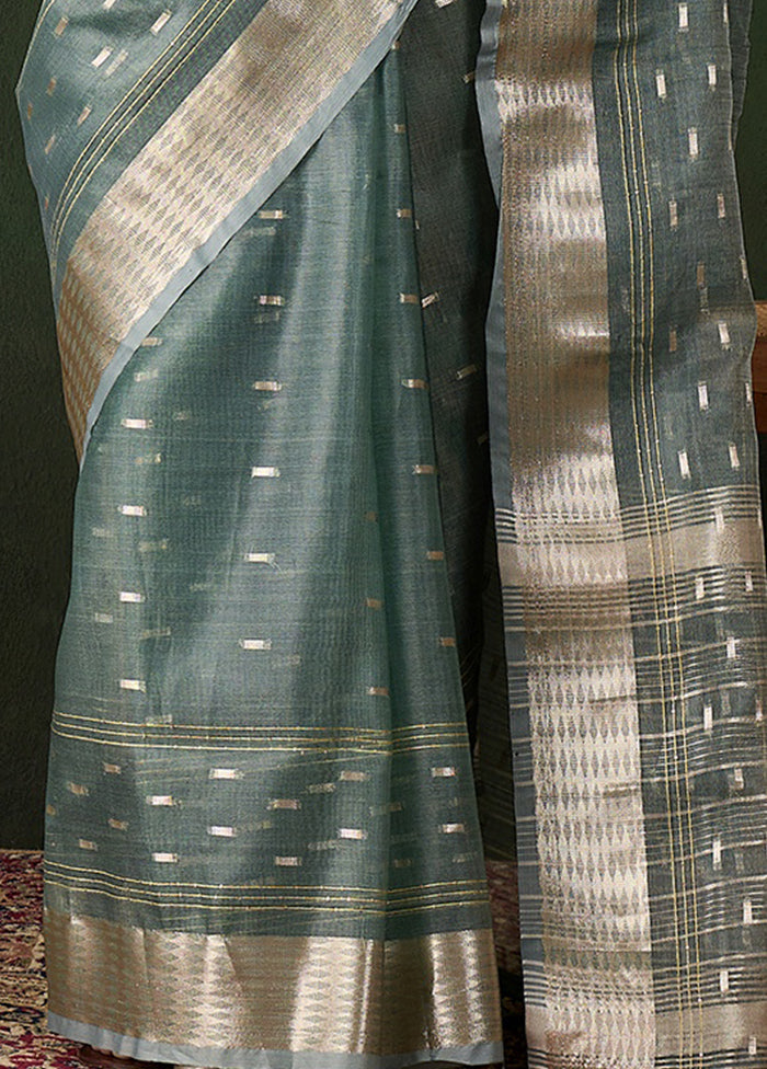 Green Organza Saree With Blouse Piece