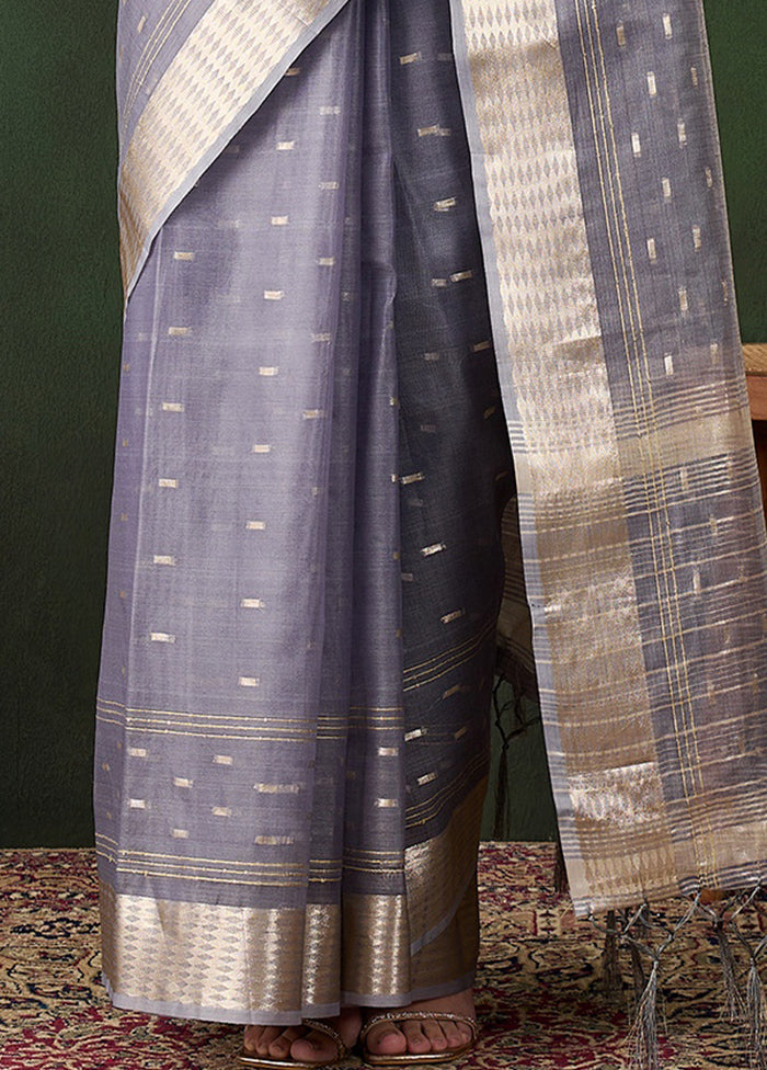 Grey Organza Saree With Blouse Piece