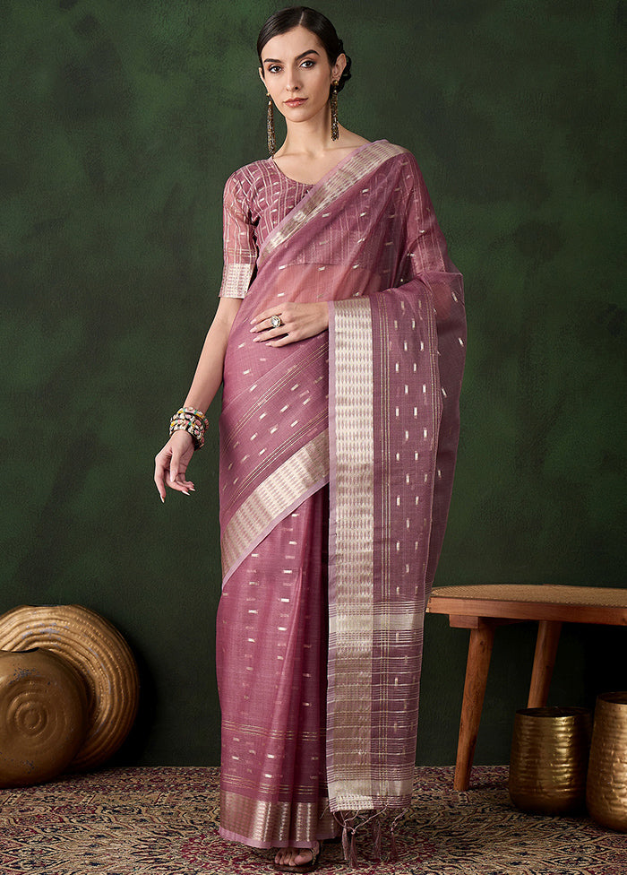 Purple Organza Saree With Blouse Piece