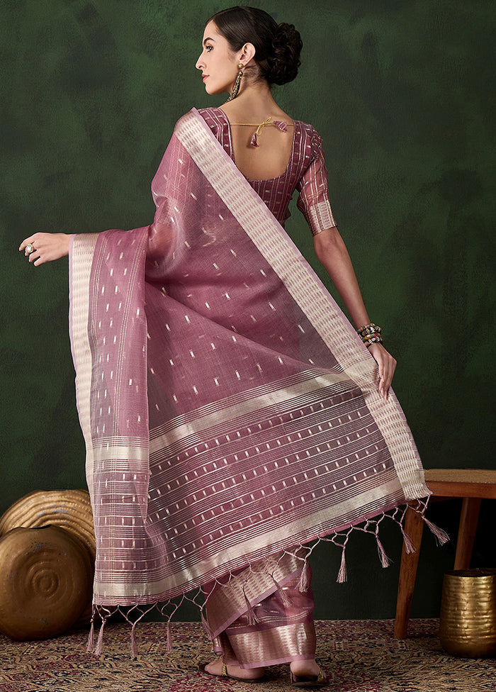 Purple Organza Saree With Blouse Piece