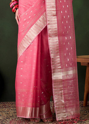 Pink Organza Saree With Blouse Piece