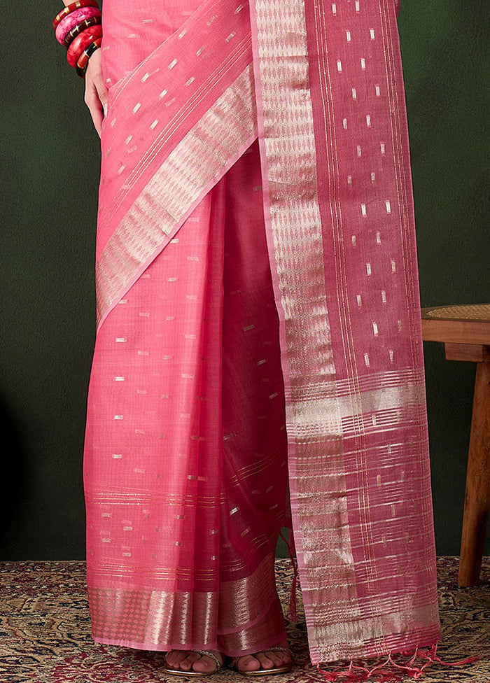 Pink Organza Saree With Blouse Piece