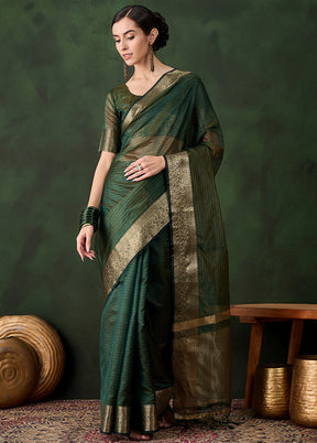 Green Organza Saree With Blouse Piece