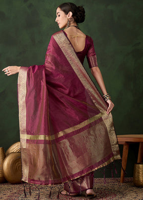 Magenta Organza Saree With Blouse Piece