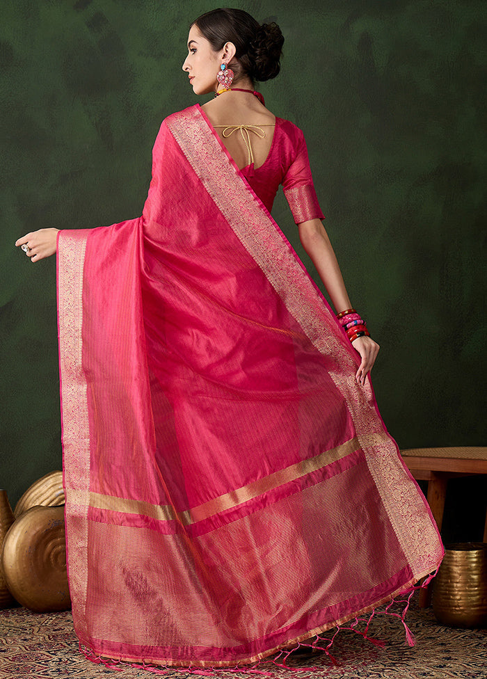 Pink Organza Saree With Blouse Piece