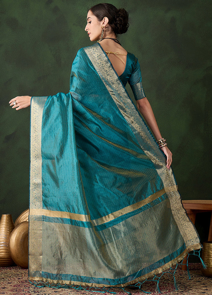 Firoza Organza Saree With Blouse Piece