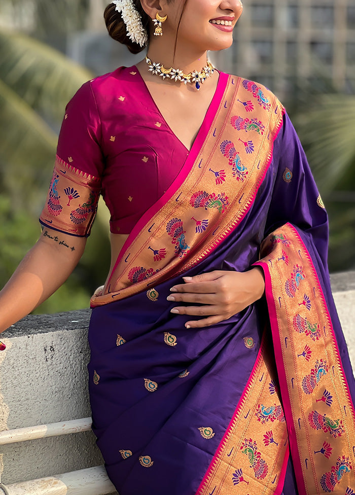 Lavender Spun Silk Saree With Blouse Piece