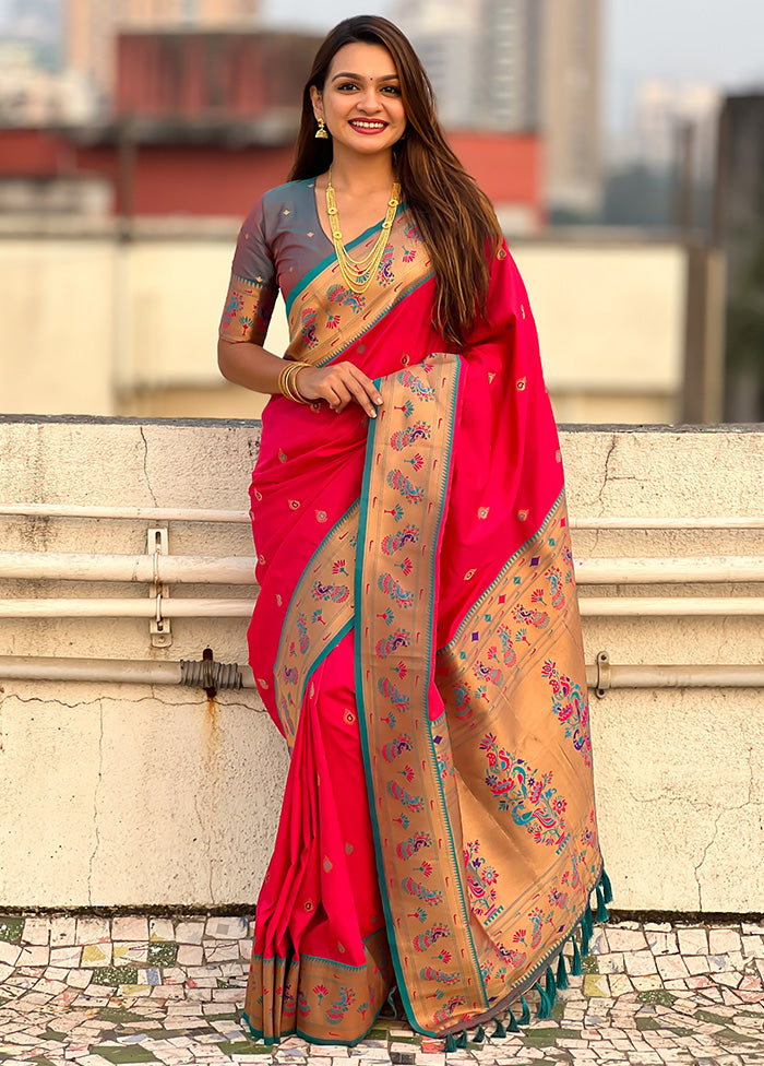 Red Spun Silk Saree With Blouse Piece