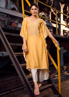 2 Pc Yellow Readymade Cotton Kurti Set