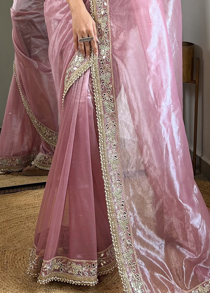 Pink Spun Silk Saree With Blouse Piece