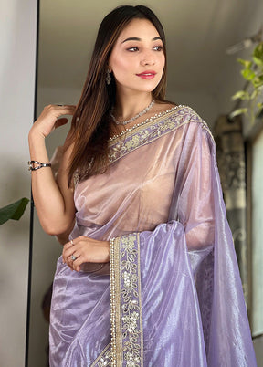 Purple Spun Silk Saree With Blouse Piece