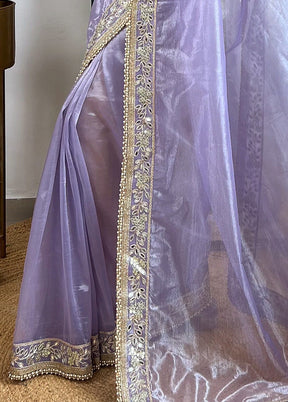 Purple Spun Silk Saree With Blouse Piece