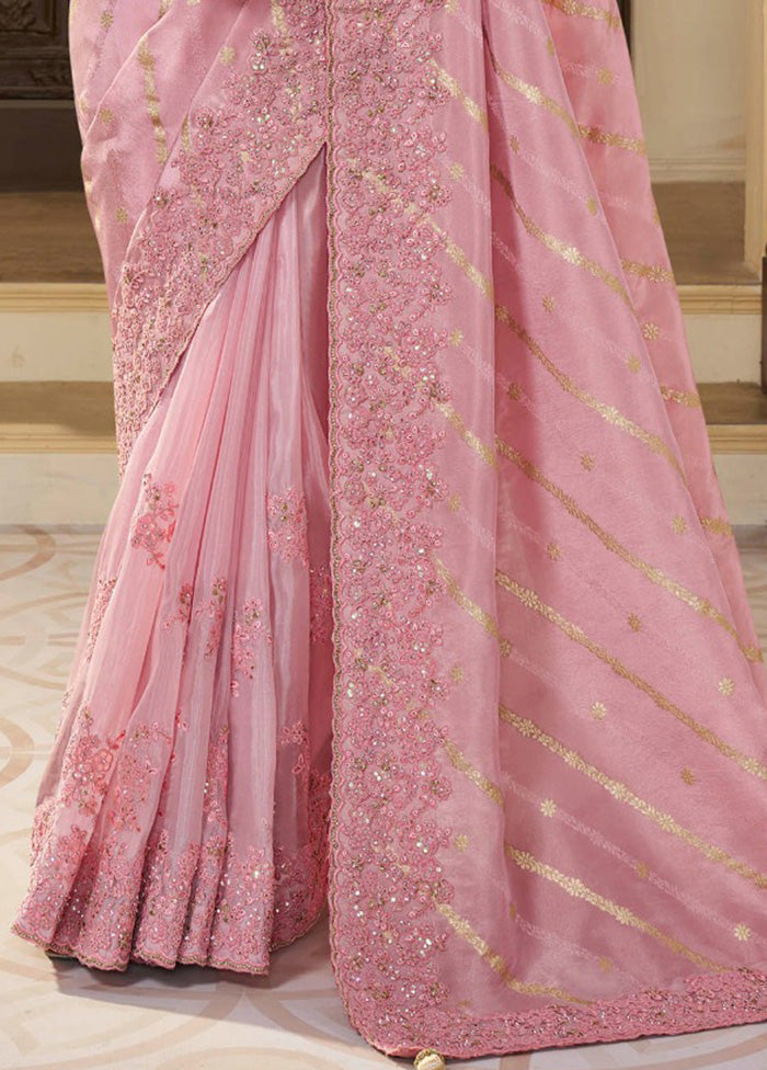 Pink Spun Pure Silk Saree With Blouse Piece