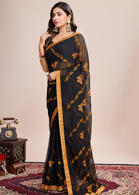 Black Georgette Saree With Blouse Piece