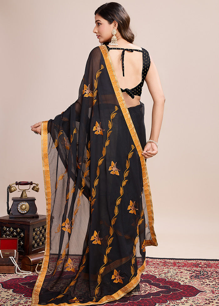 Black Georgette Saree With Blouse Piece