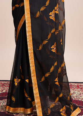 Black Georgette Saree With Blouse Piece