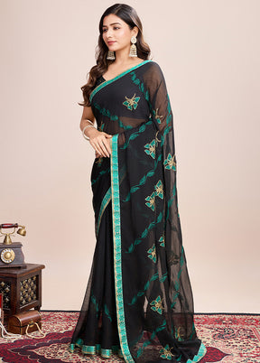 Black Georgette Saree With Blouse Piece