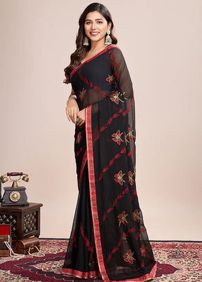 Black Georgette Saree With Blouse Piece