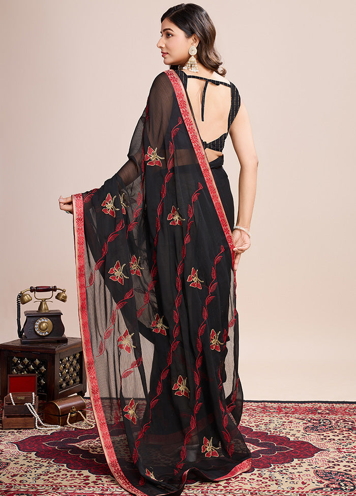 Black Georgette Saree With Blouse Piece