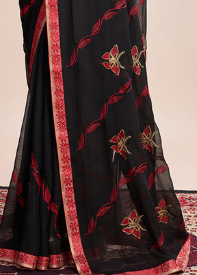 Black Georgette Saree With Blouse Piece