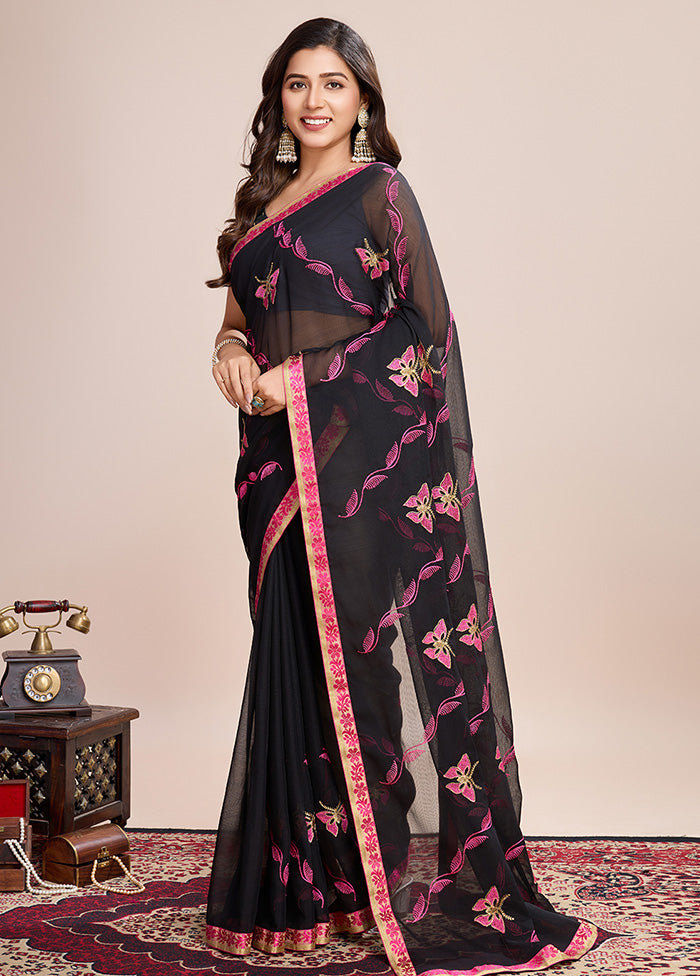 Black Georgette Saree With Blouse Piece