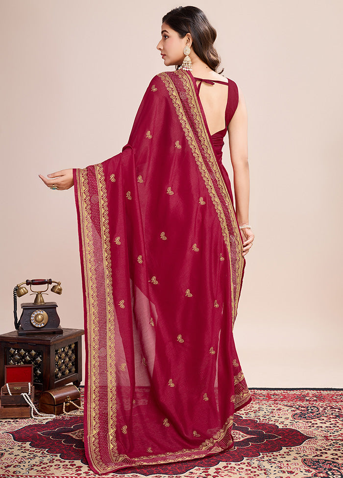 Red Spun Silk Saree With Blouse Piece