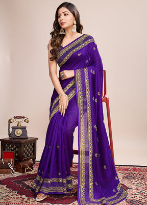 Wine Spun Silk Saree With Blouse Piece