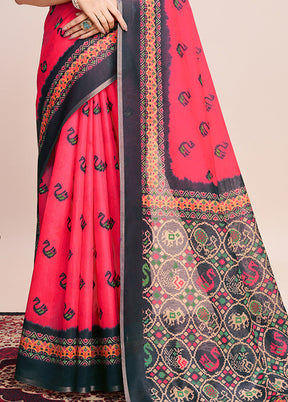 Multicolor Linen Silk Saree With Blouse Piece