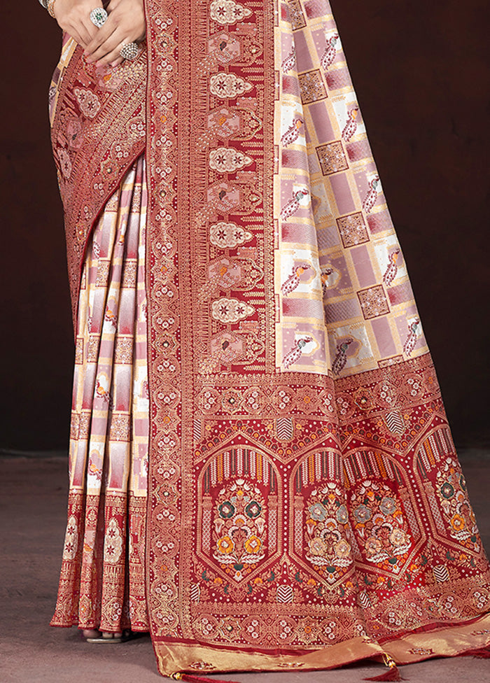 Maroon Banarasi Silk Saree With Blouse Piece