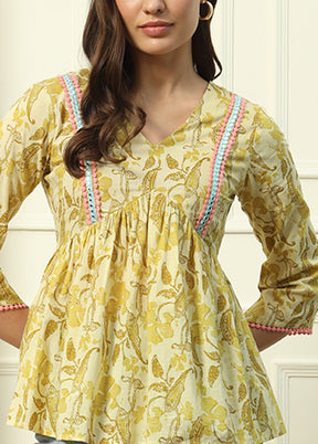 Yellow Readymade Cotton Short Top