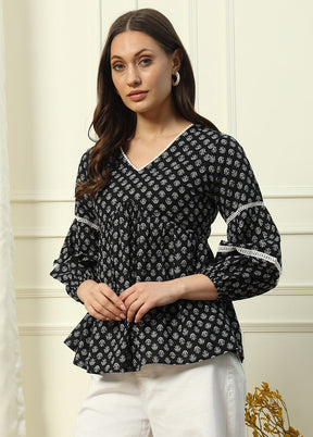 Black Readymade Cotton Short Top