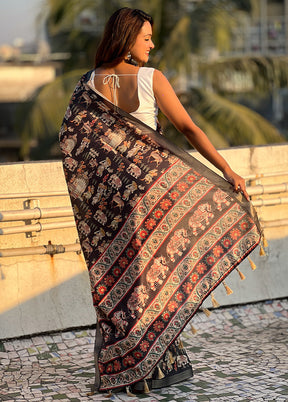 Brown Tussar Silk Saree With Blouse Piece