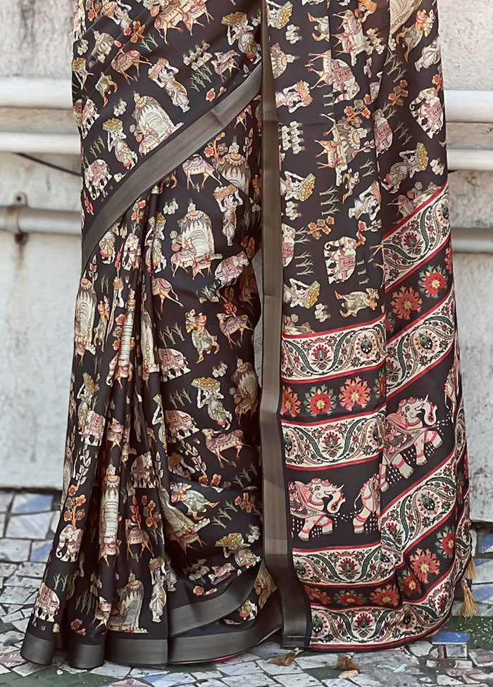 Brown Tussar Silk Saree With Blouse Piece