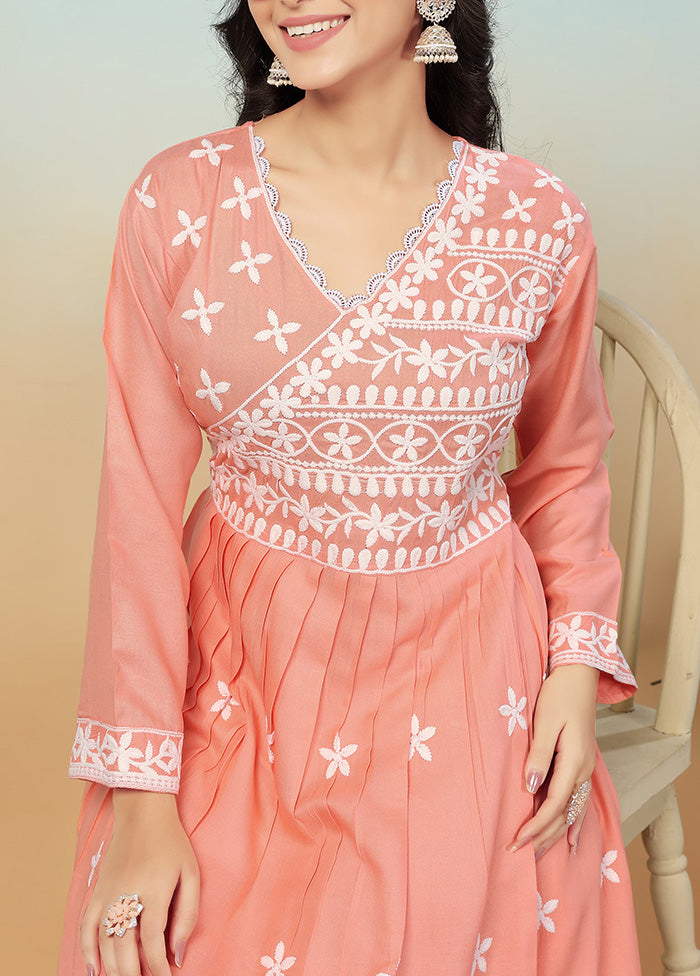 2 Pc Multicolor Readymade Rayon Long Kurti Set