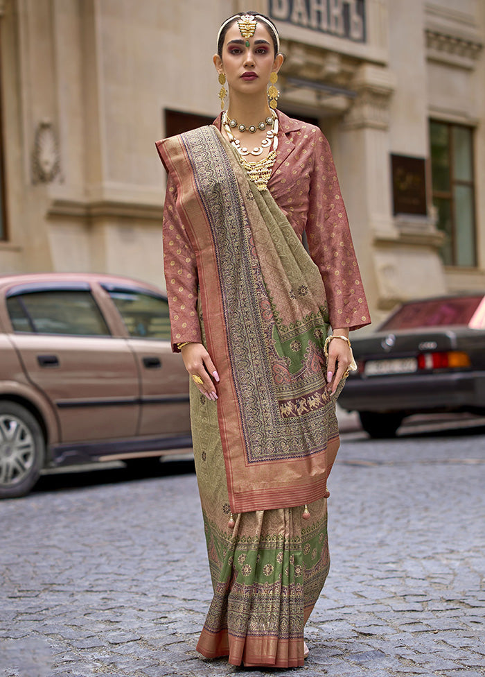 Beige Spun Silk Saree With Blouse Piece