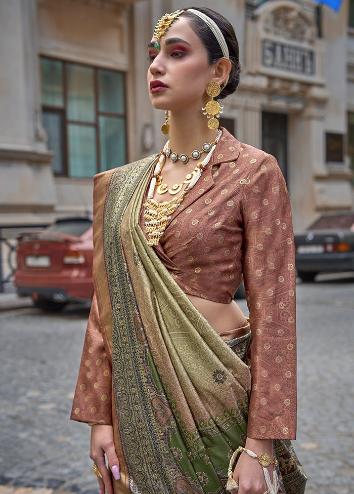 Beige Spun Silk Saree With Blouse Piece