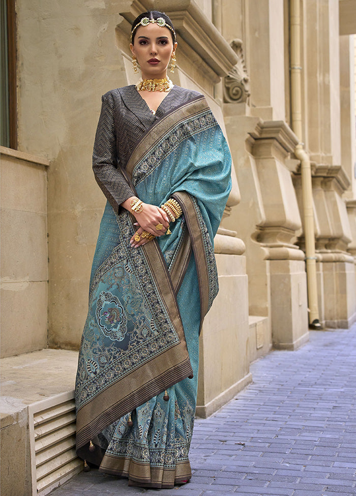 Rama Spun Silk Saree With Blouse Piece