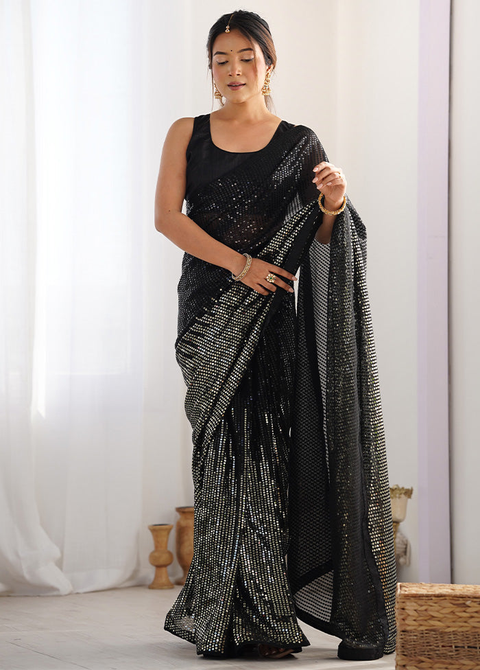 Black Georgette Saree With Blouse Piece